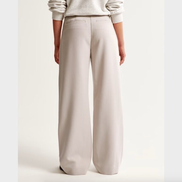 Abercrombie & Fitch Cream Sloane Tailored Wide Leg Pant-Tall Size - Size 31L/12L - Picture 4 of 8